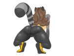  4:3 anthro big_butt blackbetty bottomwear butt clothed clothing female franciene_(tango&#039;s_family) hair mammal pants procyonid raccoon simple_background solo thick_thighs tight_clothing topwear yoga_pants 