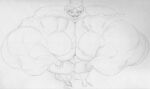  2022 abs anthro big_muscles bovid caprine dawn_bellwether dipstick_ears disney eyelashes eyewear female glasses half-closed_eyes huge_muscles hyper hyper_muscles looking_at_viewer mammal monochrome multicolored_ears muscular muscular_anthro muscular_female narrowed_eyes sbshouseofpancakes sheep smile solo standing zootopia 