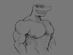  anthro black_body f_(character) hi_res letter male marvofun muscular nude scalie sharp_teeth solo suggestive_look teeth 
