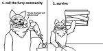  2:1 anthro boarded_window canid canine changed_(video_game) clothing english_text fox fur gun handgun helluva_boss male mammal meme monochrome phone pistol ranged_weapon shirt shitpost simple_background sitting sitting_on_ground solo tank_top text topwear trollface weapon winterfrostwastaken 