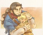  2boys blonde_hair brown_hair child closed_eyes father_and_son hug long_hair multiple_boys short_hair third-party_source thorfinn thors tunic viking vinland_saga 