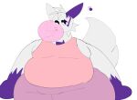  absurd_res alpha_channel anthro belly bubble_gum candy chubby_anthro chubby_male clothing dessert fluffy fluffy_tail food fur hi_res male nintendo overweight overweight_male pink_clothing pok&eacute;mon pok&eacute;mon_(species) purple_body purple_fur shirt solo solo_focus tank_top thick_thighs topwear unknown_artist video_games white_body white_fur zangoose 