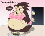  2019 animal_crossing anthro black_eyes blush breasts brown_body brown_fur clothed clothing digital_media_(artwork) dress english_text eulipotyphlan eyelashes female fur group half-closed_eyes hedgehog jouigidragon labelle_able laugh mabel_able mammal multicolored_body multicolored_fur narrowed_eyes nintendo obese obese_anthro obese_female overweight overweight_anthro overweight_female sable_able sibling sister sisters solo_focus tan_body tan_fur text thought_bubble trio two_tone_body two_tone_fur video_games weight_gain 