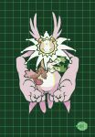  anthro bandai_namco bottom_heavy brown_body brown_fur chalkmoo cherubimon cherubimon_(good) digimon digimon_(species) evolutionary_family floating fur group hand_holding hi_res horn long_ears lopmon pink_body terriermon trio white_body white_fur 