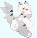  anthro blush butt changed_(video_game) countershading fish hi_res male marine pawpads pillow pillow_hug shark solo tigershorky 