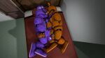  bed bedroom big_penis bonnie_the_bunny cuddling five_nights_at_freddy&#039;s fnaf_porn freddy_(fnaf) french_kissing furniture genitals hand_on_penis hi_res high-angle_view kissing lying on_bed penis penis_grab scottgames sex video_games 