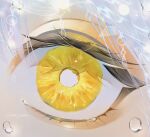  1other eye_focus food fruit highres light_particles looking_at_viewer original pineapple pineapple_slice solo tears translucent_hair tubaki_koiki twitter_username white_hair yellow_eyes 