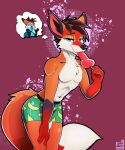  absurd_res anthro banana bottomwear brain_freeze canid canine canis clothed clothing domestic_dog fluffy food fox foxinuhhbox fruit fur half-closed_eyes hi_res mammal narrowed_eyes plant popsicle seductive solo underwear 