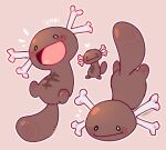  &lt;3 ambiguous_gender amphibian blush brown_body digital_media_(artwork) feral hanaarts looking_at_viewer nintendo open_mouth paldean_form paldean_wooper pok&eacute;mon pok&eacute;mon_(species) regional_form_(pok&eacute;mon) simple_background smile solo standing tongue video_games 