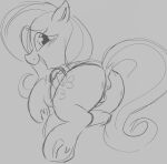  anatomically_correct anatomically_correct_genitalia anatomically_correct_pussy animal_genitalia animal_pussy anus blush cutie_mark dock equid equine equine_pussy female feral fluttershy_(mlp) friendship_is_magic genitals greyscale hasbro hooves looking_back mammal monochrome mushy my_little_pony open_mouth open_smile pegasus pussy raised_tail sketch smile solo wings 