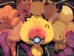  2022 anal anus balls butt digital_media_(artwork) dipstick_tail eevee fur genitals group hi_res japanese_text looking_back male markings multicolored_tail nintendo open_mouth pikachu pok&eacute;ball pok&eacute;mon pok&eacute;mon_(species) rear_view spread_legs spreading syuro tail_markings text video_games vulpix 