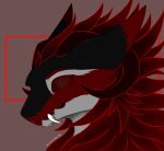 anthro brunnyz ears_back fangs feral fur headshot_portrait horn humanoid male pivoted_ears portrait red sirfappingson tame wickerbeast 
