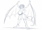  2021 ankle_ring anthro armband belly belt big_belly bottomwear claws clothed clothing convexpert demona_(gargoyles) disney female gargoyle gargoyles hair hand_on_hip hand_on_stomach loincloth looking_away navel outie_navel pregnant pregnant_female raised_tail scales solo standing tiptoes toe_claws topwear wings 