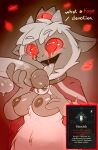  4_fingers anthro atane27 bell bovid breasts caprine clothed clothing cult_of_the_lamb female fingers hi_res horn mammal nipples red_eyes red_sclera sheep solo 