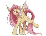  bat_pony equid equine female feral flutterbat_(mlp) fluttershy_(mlp) friendship_is_magic fur hair hasbro hi_res horse mammal mane membrane_(anatomy) membranous_wings my_little_pony notched_wings pink_hair pink_mane pony pupils red_eyes sharp_teeth slit_pupils solo teeth wings yellow_body yellow_fur 