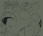  anthro belly big_belly big_tail bodily_fluids breasts burping deep_navel digestion digestion_noises dragon drooling evergreenplate featureless_breasts female gynomorph hi_res intersex navel oral_vore prii_(evergreenplate) saliva same_size_vore scales scalie sharp_teeth sitting solo teeth vore 
