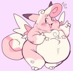  anthro belly blush claws clefable facial_hair fairy hi_res male nintendo overweight pasties pink_body pok&eacute;mon pok&eacute;mon_(species) solo stubble video_games wings wishiishi 