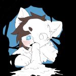  ambiguous_gender anthro blue_eyes bodily_fluids changed_(video_game) chano chest_tuft human invalid_tag lin_(changed) male mammal solo tuft vomit white_eyes 