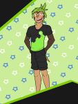  abstract_background anthro anthrofied bottomwear chespin cid_(fuze) clothed clothing fully_clothed fuze hi_res male nintendo pok&eacute;mon pok&eacute;mon_(species) pok&eacute;morph shirt shorts solo t-shirt topwear video_games 