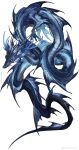  2022 absurd_res ambiguous_gender antlers artist_name asian_mythology blue_body blue_scales claws countershade_torso countershading dated dragon east_asian_mythology eastern_dragon feral fin hi_res horn long_body marine mythology nightcrow scales simple_background solo weibo_logo white_background 