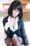  1girl asian breasts glasses huge_breasts japanese_(nationality) ol photo solo tagme 
