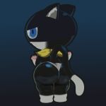 animal_humanoid big_butt bottom_heavy butt clenched_teeth clothing domestic_cat dulone felid felid_humanoid feline feline_humanoid felis fur humanoid looking_at_viewer looking_back male mammal mammal_humanoid morgana_(persona) persona_(series) persona_5 simple_background solo tail teapot_(body_type) teeth thick_thighs underwear wide_hips