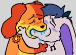 ambiguous_gender anthro ari_the_goat_(ari_goat975) axioxan bovid canid canine canis caprine critters_(poppy_playtime) dogday_(poppy_playtime) domestic_dog duo eyes_closed fan_character goat harmonicday hi_res kissing making_out mammal meme mob_entertainment poppy_playtime self_insert simple_background smiling_critters yoshi_and_toad_kissing