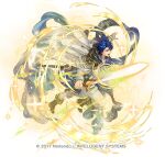  1boy armor ascot belt blue_eyes blue_hair boots cape collar copyright_notice fire_emblem fire_emblem:_genealogy_of_the_holy_war fire_emblem_heroes full_body holding holding_weapon long_sleeves male_focus official_art sheath short_hair shoulder_armor sigurd_(fated_holy_knight)_(fire_emblem) sigurd_(fire_emblem) solo suzuki_rika sword tyrfing_(fire_emblem) weapon 