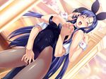  animal_ears bare_shoulders blue_hair blush breast_grab breasts bunny_ears bunnysuit closed_eyes fingering fishnet_pantyhose fishnets game_cg grabbing koutaro large_breasts long_hair nipples pantyhose pussy_juice reach-around saotome_nagi shirt_pull solo_focus standing tropical_kiss very_long_hair wet wet_clothes wet_pantyhose wrist_cuffs 