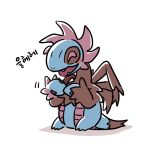  :d blush_stickers closed_eyes commentary fangs hydreigon korean_text lowres no_humans open_mouth pokemon pokemon_(creature) simple_background sitting smile solo ssalbulre translation_request white_background 