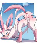  absurd_res anus ass_up blush bodily_fluids cum cum_in_pussy cum_inside eeveelution female feral genital_fluids genitals hi_res looking_at_viewer nintendo pok&eacute;mon pok&eacute;mon_(species) pussy sarox solo spread_pussy spreading sylveon video_games white_body 