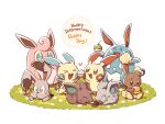  &gt;_&lt; :d ^_^ azumarill buneary bunnelby closed_eyes closed_mouth commentary grass green_eyes happy heart holding minun nidoran nidoran_(female) nidoran_(male) no_humans open_mouth plusle pokemon pokemon_(creature) smile ssalbulre wigglytuff 
