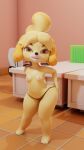  3d_(artwork) absurd_res animal_crossing anthro bladimirbnp2 canid canine canis clothed clothing digital_media_(artwork) domestic_dog female hi_res isabelle_(animal_crossing) mammal nintendo seductive solo thick_thighs topless video_games 