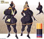  anthro anubis areola big_breasts big_butt bottomwear breasts butt canid canine canis clothing deity egyptian_mythology female hi_res huge_breasts jackal loincloth lollipopcon mammal middle_eastern_mythology mythology solo 