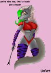  absurd_res animatronic anthro big_breasts bikini breasts canid canine canis clothing dominant dominant_female dominatrix female five_nights_at_freddy&#039;s five_nights_at_freddy&#039;s:_security_breach hi_res humanoid imminent_sex liafurr looking_at_viewer machine mammal robot robot_humanoid roxanne_wolf_(fnaf) scottgames solo spanking_paddle speech_bubble swimwear thick_thighs video_games wolf 