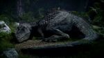  16:9 3d_(artwork) 4k absurd_res ambiguous_gender carcharodontosaurid claws detailed_background digital_media_(artwork) dinosaur dorsal_ridge eyes_closed feral fern giganotosaurus grass hi_res ivorylagiacrus jurassic_park jurassic_world jurassic_world:_dominion lying night on_front on_ground outside plant reptile rock scales scalie sharp_teeth sleeping solo teeth theropod tree universal_studios widescreen 