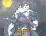  abs anthro canid canine capcom captainjohkid darkstalkers fur hi_res male mammal muscular muscular_anthro muscular_male pecs sharp_teeth solo teeth video_games were werecanid werecanine werewolf 