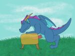  animated anthro breeding_mount dragon feral genitals hi_res invalid_background male penetration penis rathkin reptile scalie sex_toy simple solo 