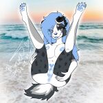 absurd_res anthro anus areola australian_shepherd beach big_breasts blep blue_areola blue_hair blue_nipples breasts butt butt_grab canid canine canis charlotte_star claws domestic_dog eyelashes eyeshadow female fur genitals grey_eyes hair hand_on_butt herding_dog hi_res karma_ryu leg_markings legs_in_air legs_up makeup mammal markings narrowed_eyes nipples pastoral_dog pawpads paws pussy sand seaside sheepdog smile solo spots spotted_body spotted_fur spotted_markings spread_legs spreading thick_thighs tongue tongue_out water 