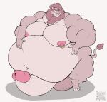  4_toes 5_fingers anthro balls belly belly_grab big_balls big_belly big_muscles big_nipples big_pecs big_penis feet felid fingers genitals hands_on_belly hi_res huge_balls huge_muscles huge_penis hyper hyper_balls hyper_belly hyper_genitalia hyper_muscles hyper_penis lion love_handles male mammal mane musclegut muscular muscular_anthro muscular_male narrowed_eyes navel nipple_piercing nipples overweight overweight_male pantherine pecs penis piercing pink_nipples pink_nose pink_penis ruffy_(ruffythelion) ruffythelion simple_background solo toes whiskers white_background 