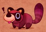  ! animal animal_focus brown_background commentary crossy_road japan leonieyue no_humans shadow simple_background solid_circle_pupils tail_raised tanuki tanuki_(crossy_road) tongue tongue_out web_address 