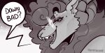  ambiguous_gender anthro bovid caprine eyewear fangs freckles g_rue_some glasses greyscale hi_res mammal monochrome nonbinary_(lore) piercing rue_(gruesome) sharp_teeth sheep smile smirk smug smug_grin solo solo_focus teeth 