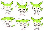  ambiguous_gender angry beady_eyes biped blush chibi colored crossed_arms eyes_closed featureless_crotch green_beans green_ears green_hair green_tail green_tail_tip hair hi_res multiple_expressions multiple_poses narrowed_eyes owo pink_cheeks pink_paws pose sad simple_background solo spiral_eyes uwu voicevox white_background white_body zundamon 