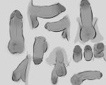  absurd_res balls bottomless bottomless_male clothed clothing erection flaccid foreskin genitals glans hi_res human humanoid_genitalia humanoid_penis male mammal nude nyankyun540 penis perineum simple_background sketch solo 