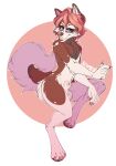 2019 aiden_(seamen) animal_genitalia anthro artist_name balls barefoot biped blue_eyes brown_body brown_fur canid canine canis claws digital_media_(artwork) domestic_dog ear_piercing eyelashes facial_piercing feet full-length_portrait fur genitals girly hair hindpaw husky industrial_piercing looking_at_viewer male mammal navel navel_piercing nordic_sled_dog nose_piercing open_mouth paws penis penis_tip piercing pink_hair portrait seamen septum_piercing sheath solo spitz tan_body tan_fur toe_claws 