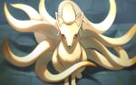  animal_focus blurry bright_pupils commentary_request looking_at_viewer naoki_eguchi ninetales no_humans pokemon pokemon_(creature) red_eyes sitting solo white_pupils 