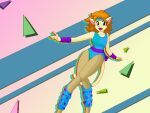  2022 aerobics_outfit anthro clothed clothing digital_media_(artwork) farrah_furcett felid felin feline felis female geometric_background kawaoneechan leg_warmers legwear looking_at_viewer mammal simple_background solo spandex sweatband tight_clothing wrist_warmers 