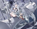  1girl absurdres armor boots breasts chess_piece cleavage demon_girl doll drill_hair duel_monster elizi gauntlets greaves grey_eyes grey_hair high_heel_boots high_heels highres horns king_(chess) knight_(chess) knight_(yu-gi-oh!) large_breasts lovely_labrynth_of_the_silver_castle low_wings multiple_wings pauldrons pawn pawn_(chess) shoulder_armor solo thighhighs transparent_wings twintails wings yu-gi-oh! 