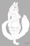  absurd_res agron_u anthro big_breasts big_butt breasts butt canid canine clothing emiko_(agron_u) female fox foxy_(disambiguation) grey_background hair hi_res invalid_tag legwear long_hair long_tail mammal mature_female simple_background sketch solo stockings 