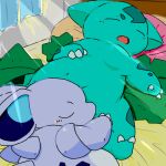  amphibian ardest dinosaur duo female female/female frog ivysaur lagomorph leporid low_res mammal nidorina nintendo pok&eacute;mon pok&eacute;mon_(species) rabbit reptile scalie sleeping video_games 